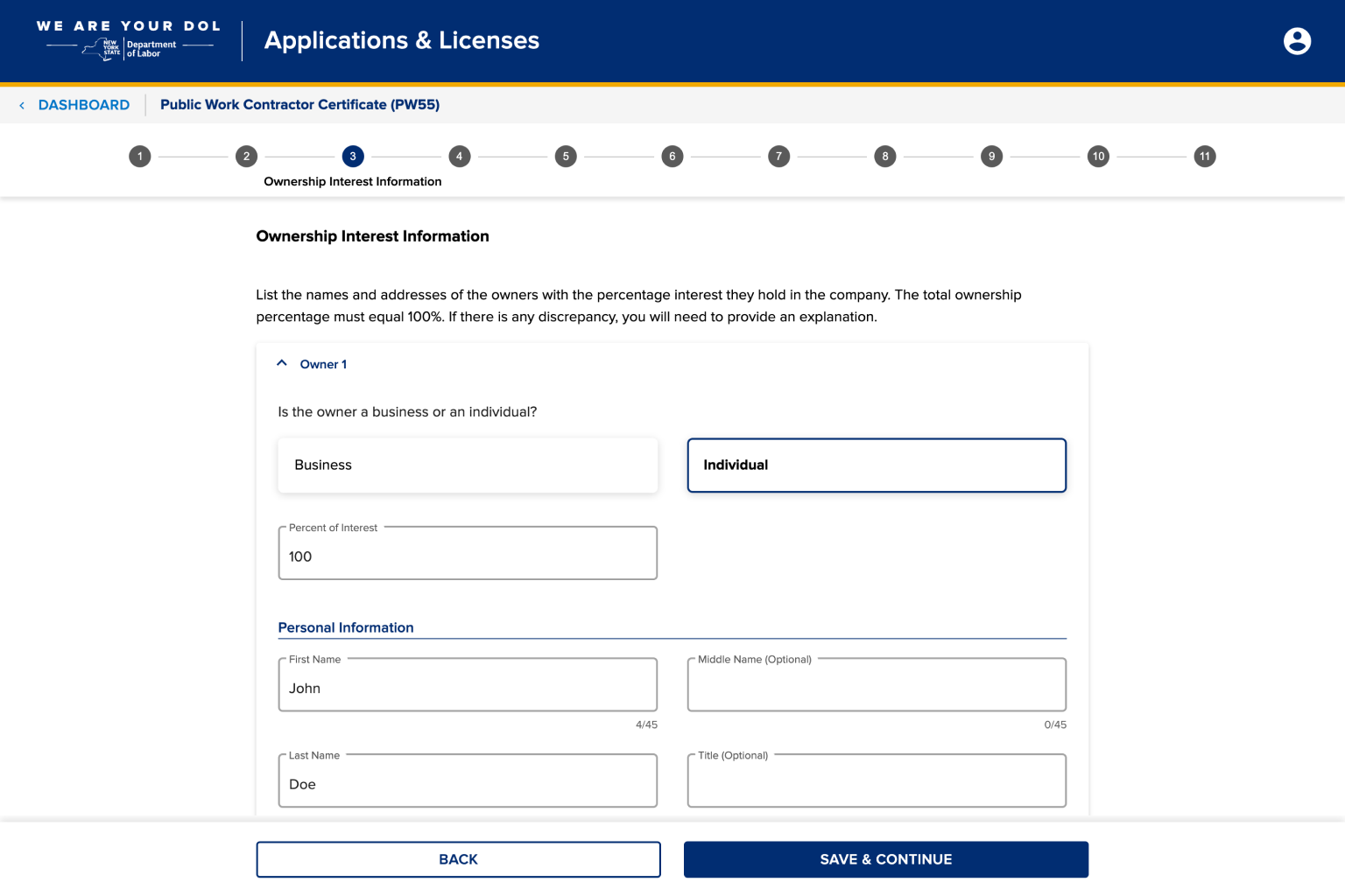 4.6. Enter ownership interest information
